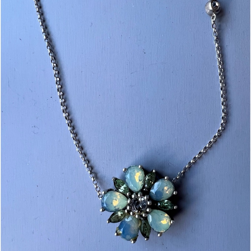 18” sterling silver necklace with crystal flower pendant